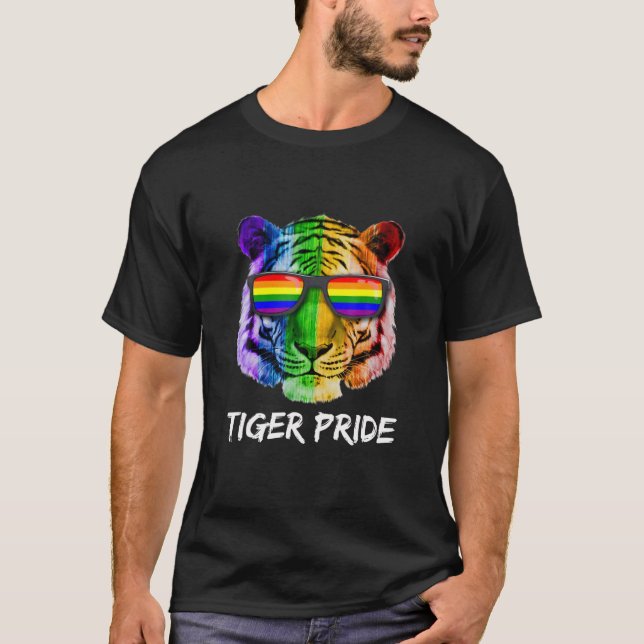 Camiseta Gafas de arcoiris del tigre Orgullo de divertida L (Anverso)