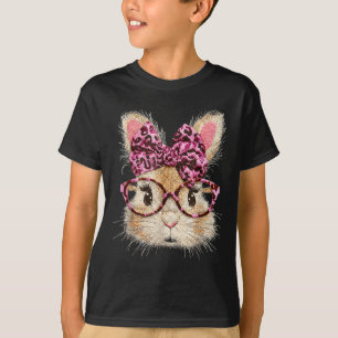 Camiseta Gafas de cara de conejo divertido bandana leopardo