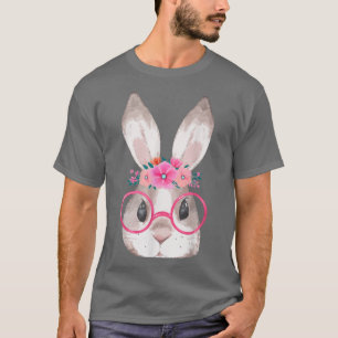 Camiseta Gafas De Cara Y Cabeza Floral De Conejo Cuidadoso 