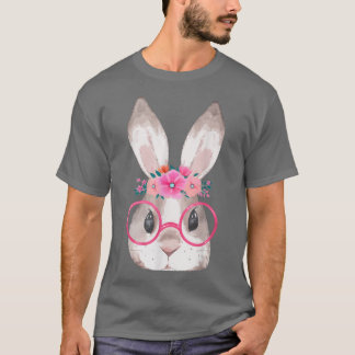 Camiseta Gafas De Cara Y Cabeza Floral De Conejo Cuidadoso