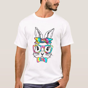 Camiseta Gafas de centeno lindo conejito facial lazo de are