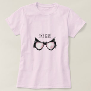 Camiseta Gafas de chica murciélago negras rosadas