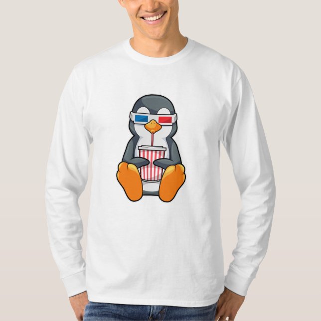 Camiseta Gafas de cine pingüino Taza de bebida (Anverso)