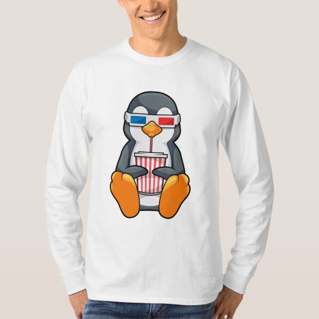 Camiseta Gafas de cine pingüino Taza de bebida (Anverso)