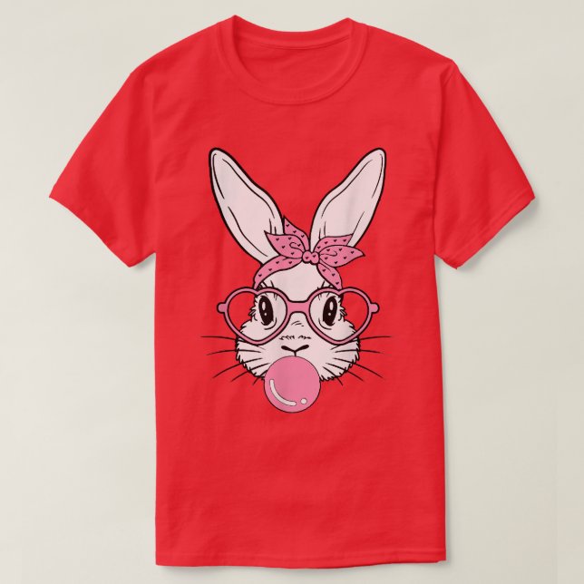 Camiseta Gafas de corazón de conejito lindo Bubblegum para  (Diseño del anverso)