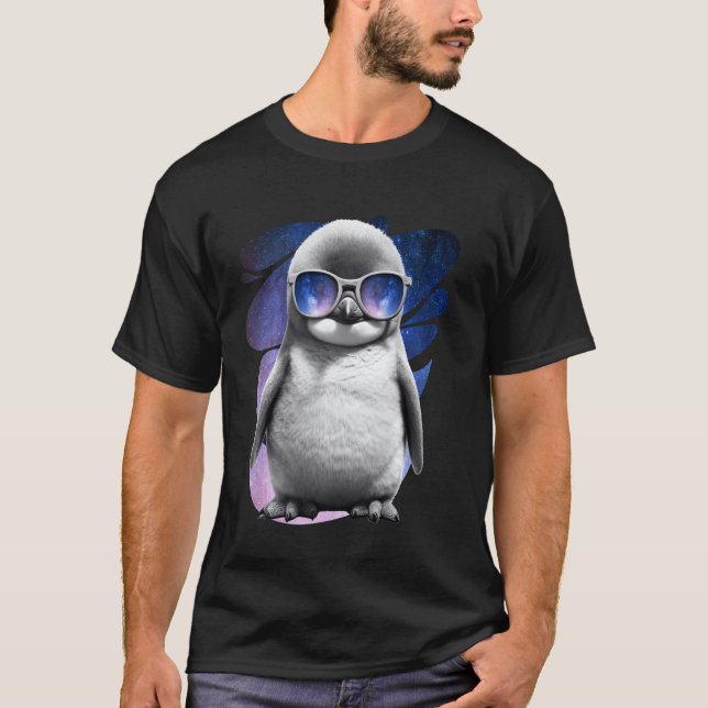 Camiseta Gafas de espacio pingüino lindo galaxia lentes de  (Anverso)