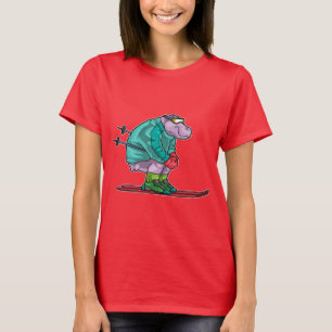 Camiseta Gafas de esquí para esquiador hipopótamo Esquí