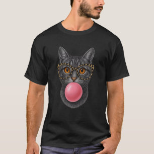 Camiseta Gafas de Estampado de Leopardo Gato Chicle Dulce K