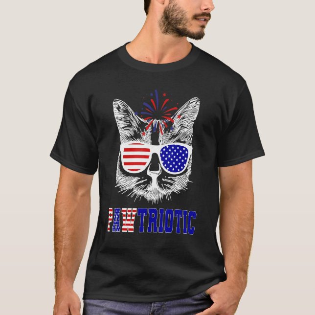 Camiseta Gafas de gato patrióticas americanas bandera ameri (Anverso)