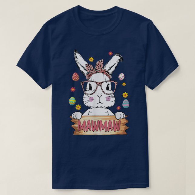Camiseta Gafas de impresión de leopardo de la cara de conej (Diseño del anverso)