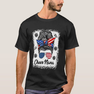 Camiseta Gafas de la bandera de EE. UU. de Cheer Nana Moño 