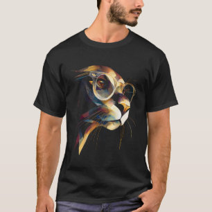 Camiseta Gafas de León Marino Diseño de Arte de Cara de Ani