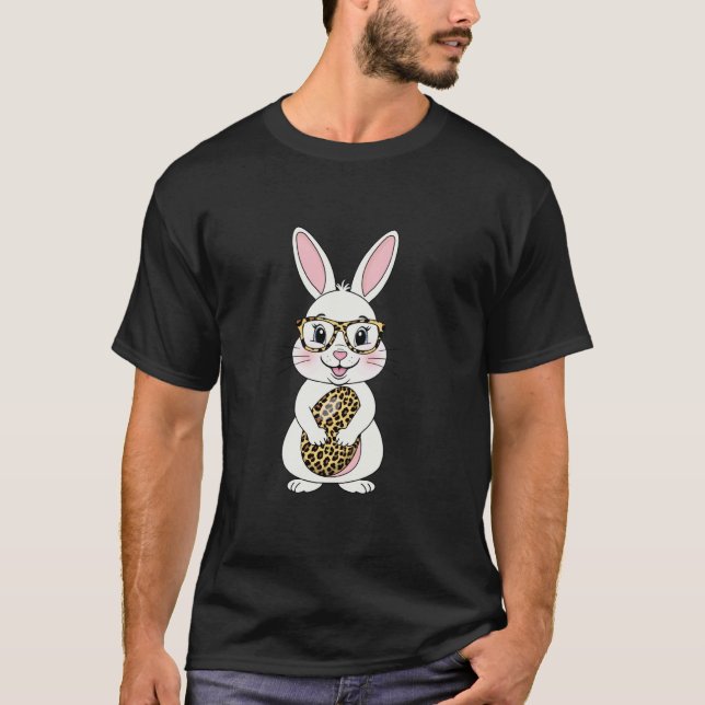 Camiseta Gafas de Leopardo de Huevo de Conejo Conejo de Pas (Anverso)