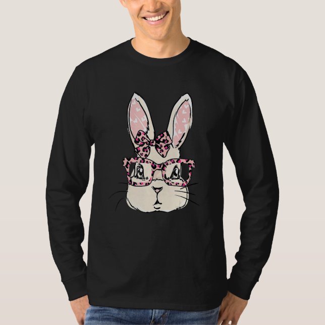 Camiseta Gafas de leopardo rosado de caramelo lindo conejit (Anverso)