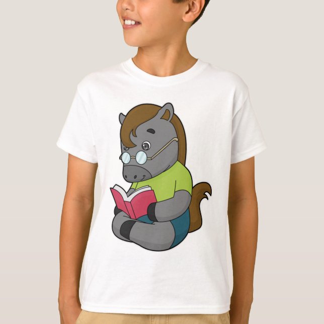 Camiseta Gafas de libro de caballos Nerd (Anverso)