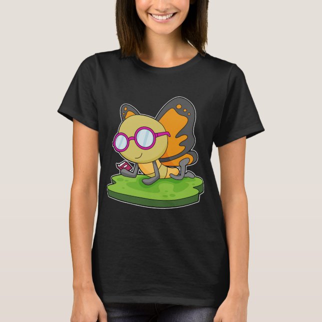 Camiseta Gafas de libro de mariposa (Anverso)