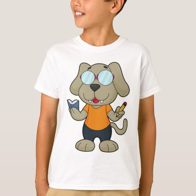 Camiseta Gafas de libros de Dog Nerd (Anverso)