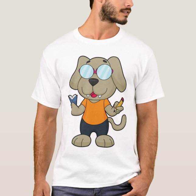 Camiseta Gafas de libros de Dog Nerd (Anverso)