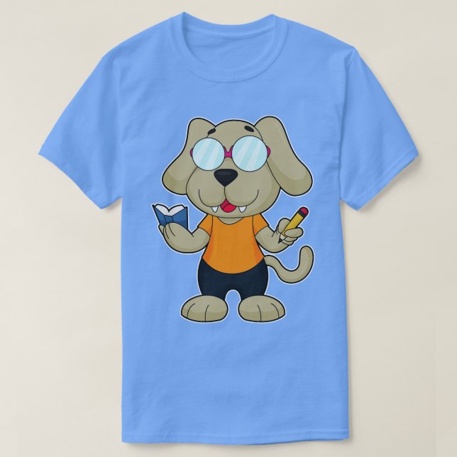 Camiseta Gafas de libros de Dog Nerd (Diseño del anverso)