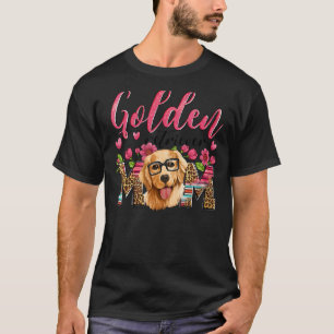 Camiseta Gafas de mamá de Golden Retriever Leopardo Floral