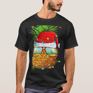 Camiseta Gafas de piña Santa Fat Xmas Luces Piña