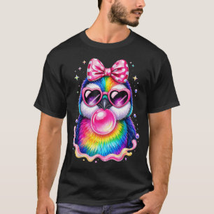 Camiseta Gafas de Pingüino Lindo Arcoíris Soplando Chicle