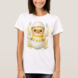 Camiseta Gafas de pollito de Pascua lindas flor de mimosa