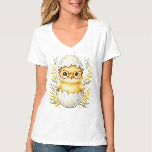 Camiseta Gafas de pollito de Pascua lindas flor de mimosa