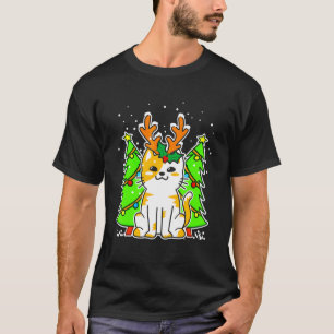 Camiseta Gafas de Reno para Gatos de Navidad para Hombres M