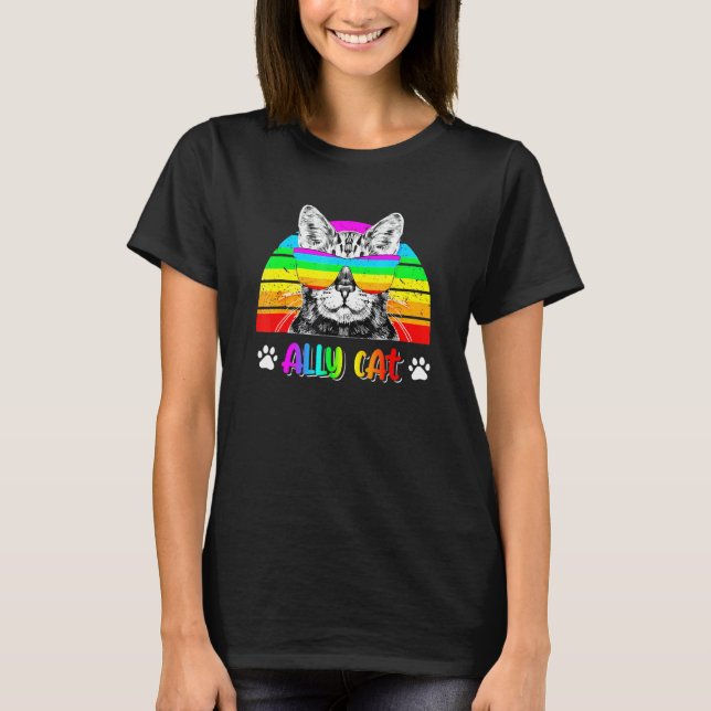 Camiseta Gafas de sol arcoiris de Ally Cat Gato de Orgullo  (Anverso)