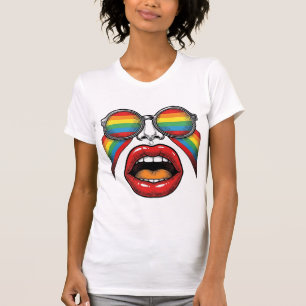 Camiseta Gafas de sol arcoíris retro diseño vectorial de la