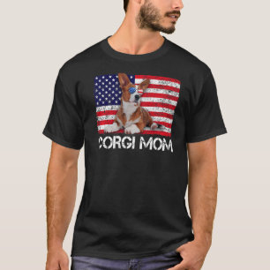 Camiseta Gafas De Sol Bandera De Mamá Corgi Bandera Estadou