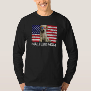 Camiseta Gafas de sol Bandera de mamá maltesa norteamerican