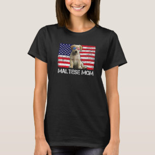 Camiseta Gafas de sol Bandera de mamá maltesa norteamerican
