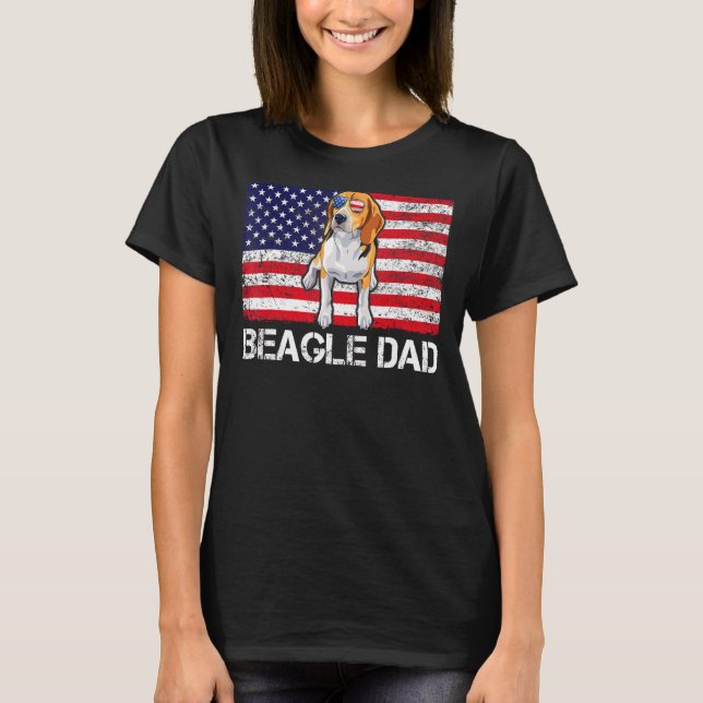 Camiseta Gafas de sol Beagle Dad Flag American Usa Dog (Anverso)
