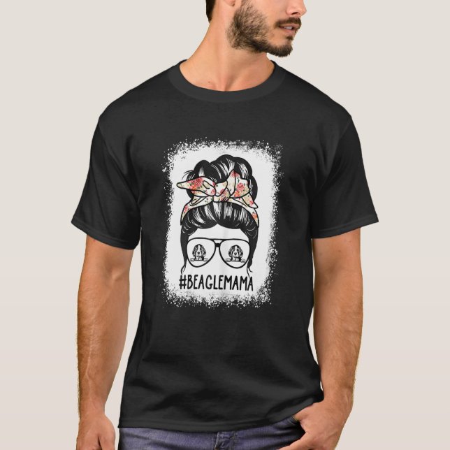 Camiseta Gafas de sol Beagle Mom Messy Bun Hair Glasse (Anverso)