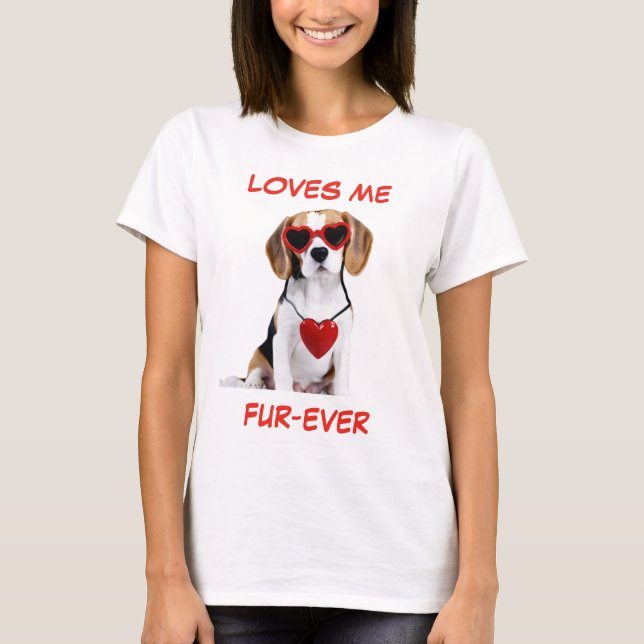 Camiseta Gafas de sol Beagle Red Black Heart en Forma de Co (Anverso)