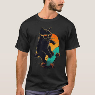 Camiseta Gafas de sol Black Cat Skateboarding Playa Risueña