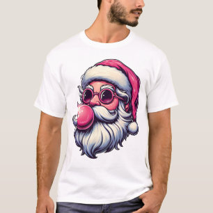 Camiseta Gafas de sol burbuja rosa de Santa divertido Navid