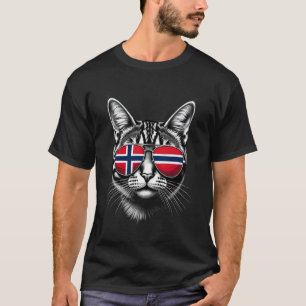 Camiseta Gafas de sol cara de gato bandera noruega