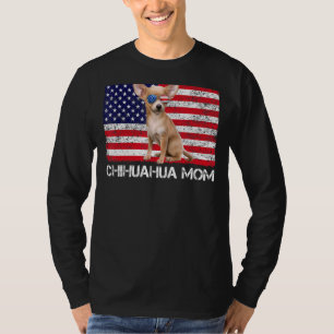 Camiseta Gafas de sol Chihuahua Mamá Bandera De Estados Uni