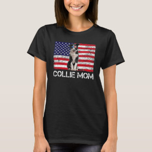 Camiseta Gafas de sol Collie Mom Flag Estadounidense Dog