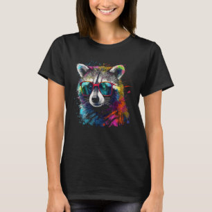 Camiseta Gafas de sol colorantes de mapache - arte con moti
