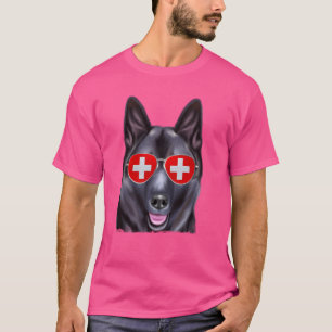 Camiseta Gafas de sol con bandera de Suiza y perro Norwegia