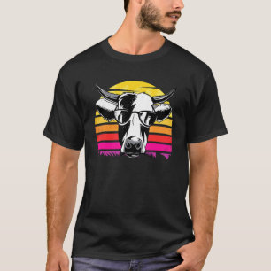 Camiseta Gafas de sol con cara de cabeza de vaca retro vint