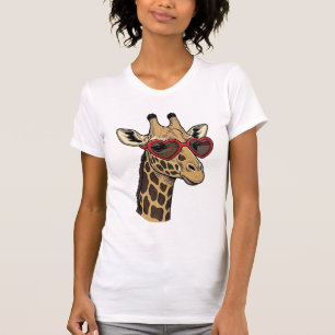 Camiseta Gafas de sol con diseño de corazón de jirafa graba