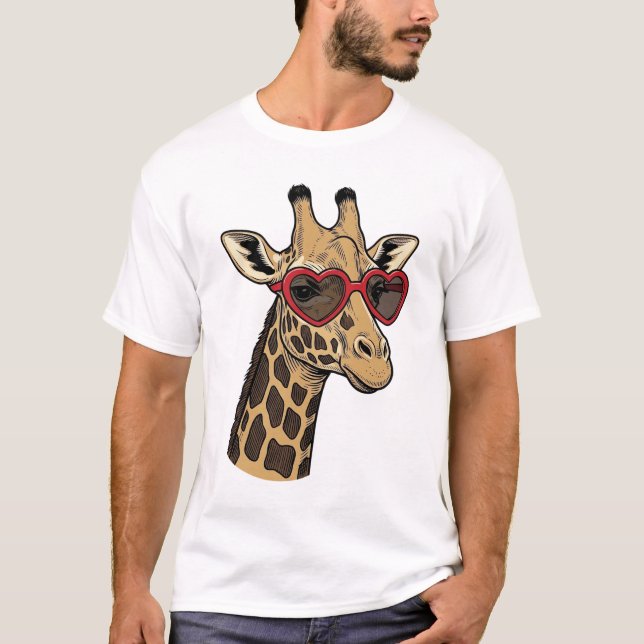 Camiseta Gafas de sol con diseño de corazón de jirafa graba (Anverso)