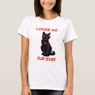 Camiseta Gafas de sol con forma de corazón en el gato negro