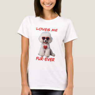 Camiseta Gafas de sol con forma de corazón rojo de caniche 