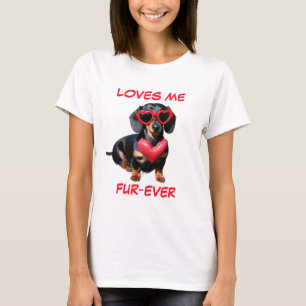 Camiseta Gafas de sol con forma de corazón rojo de Dachshun
